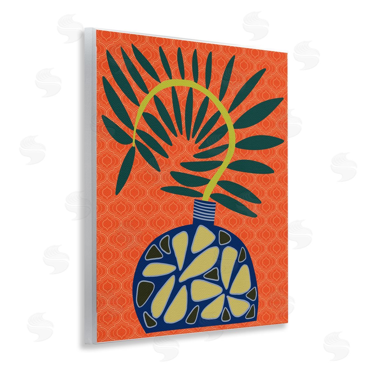 Modern Vase on Orange Wood Plaque Wall Art, Home Decor by Regina Moore