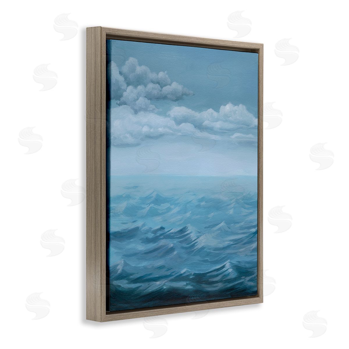 Clouds over Rough Seas Brown Floating Frame Canvas Wall Art, Home Decor by Grace Popp