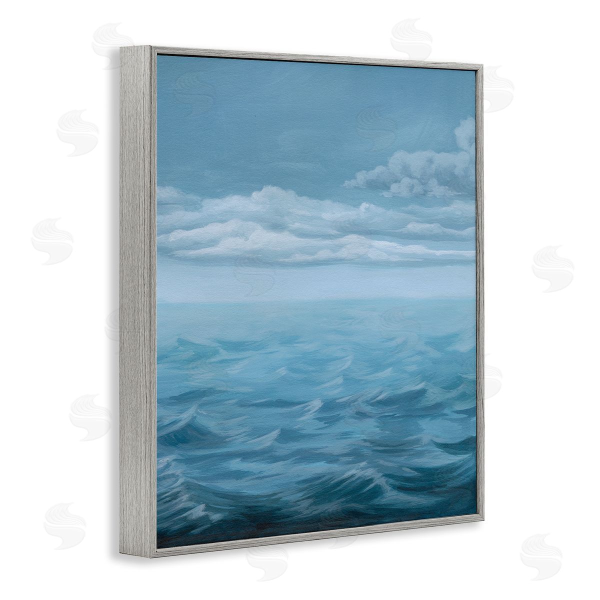 Clouds over Sea Waves Grey Frame Print Wall Art, Home Decor by Grace Popp
