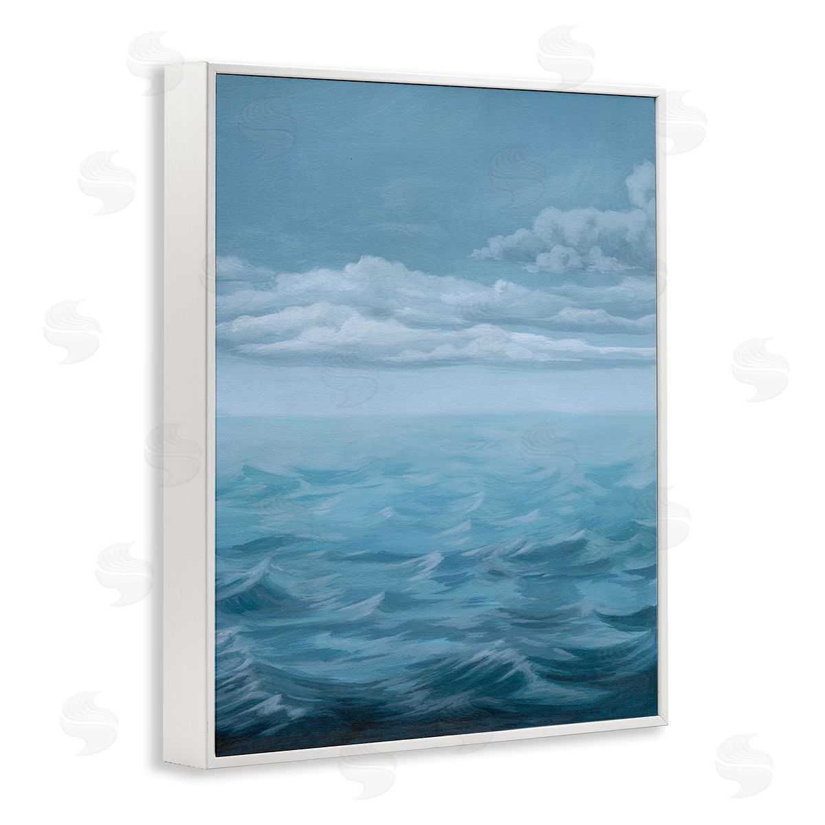 Clouds over Sea Waves White Frame Print Wall Art, Home Decor by Grace Popp