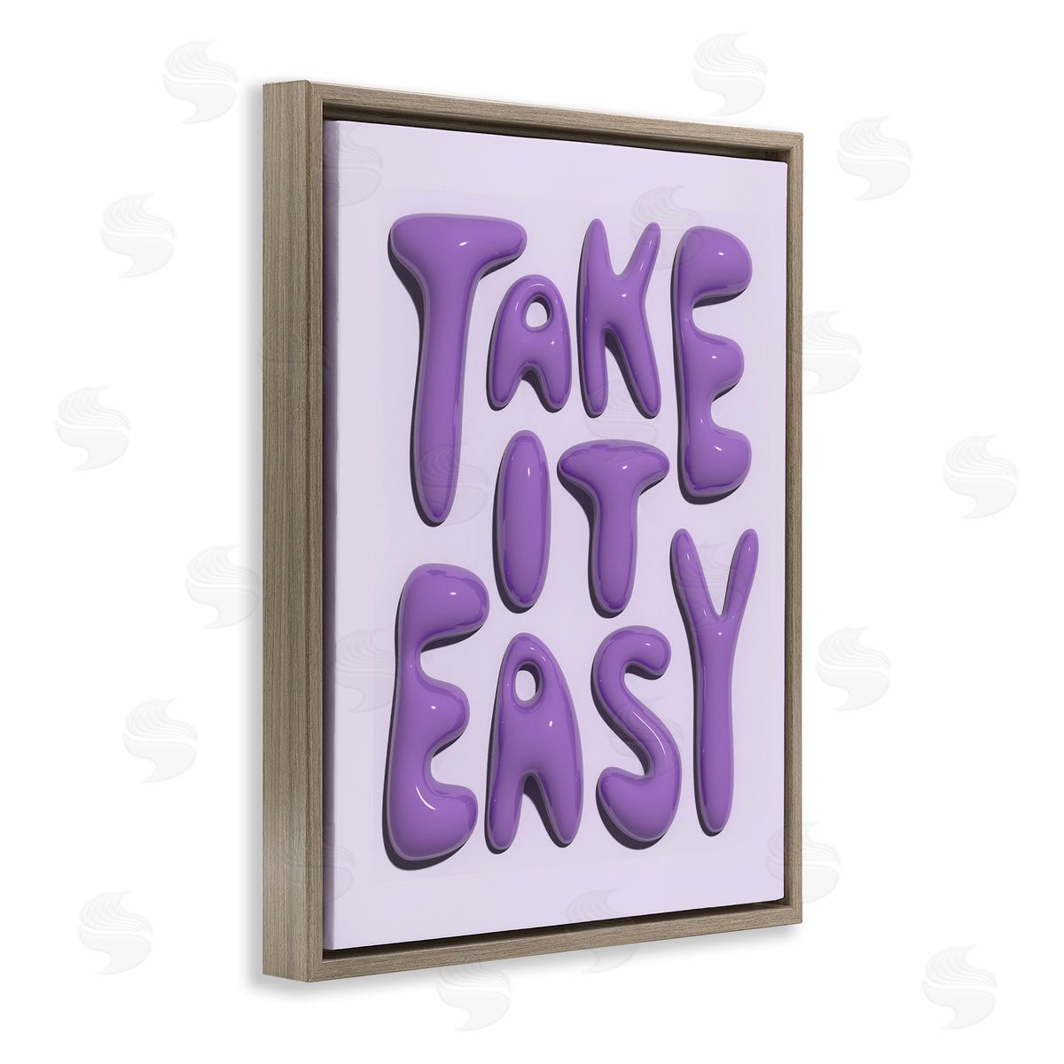 Take It Easy Letters Brown Floating Frame Canvas Wall Art, Home Decor by Victoria Barnes