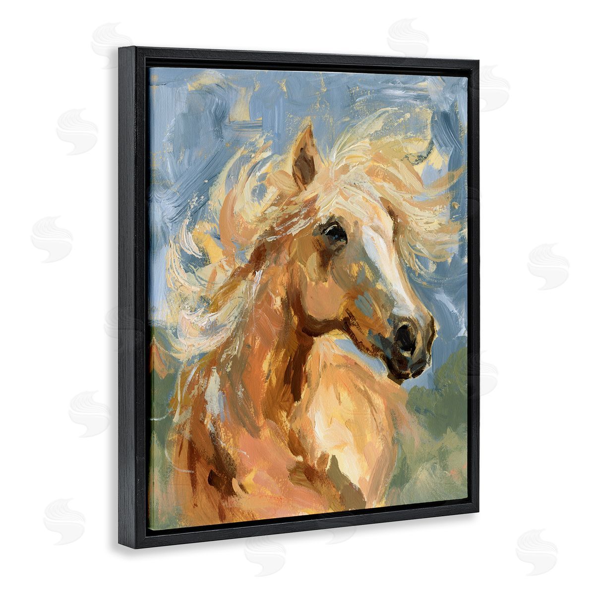Horse with Tousled Mane Black Floating Frame Canvas Wall Art, Home Decor by Victoria Barnes