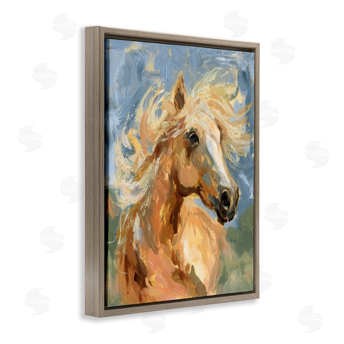 Horse with Tousled Mane Brown Floating Frame Canvas Wall Art, Home Decor by Victoria Barnes