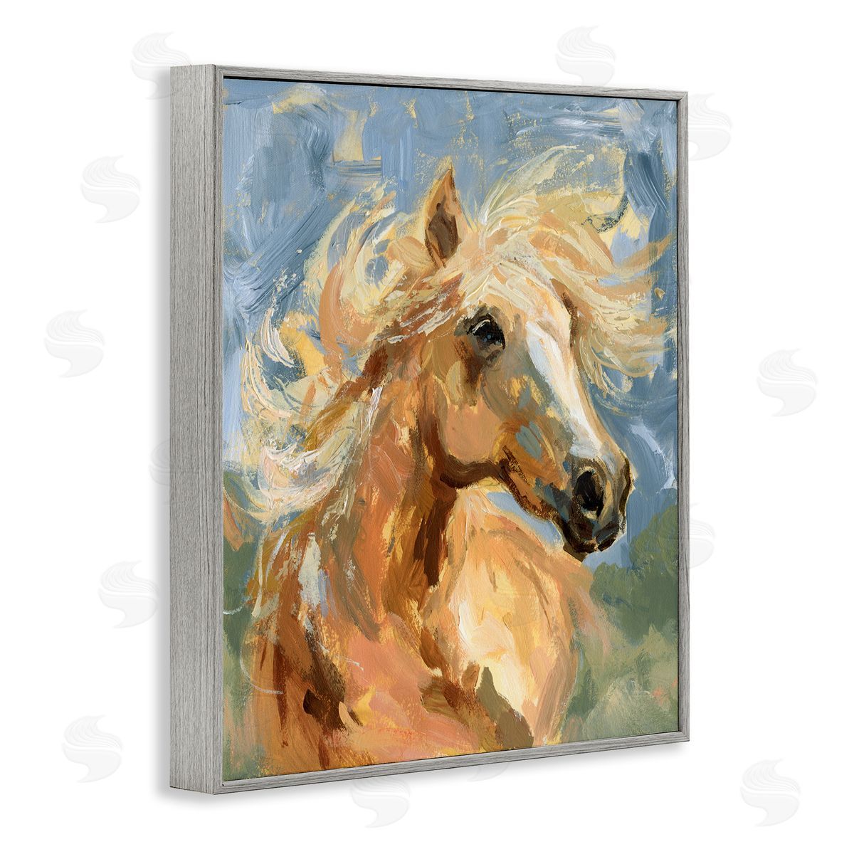 Horse with Tousled Mane Grey Frame Print Wall Art, Home Decor by Victoria Barnes