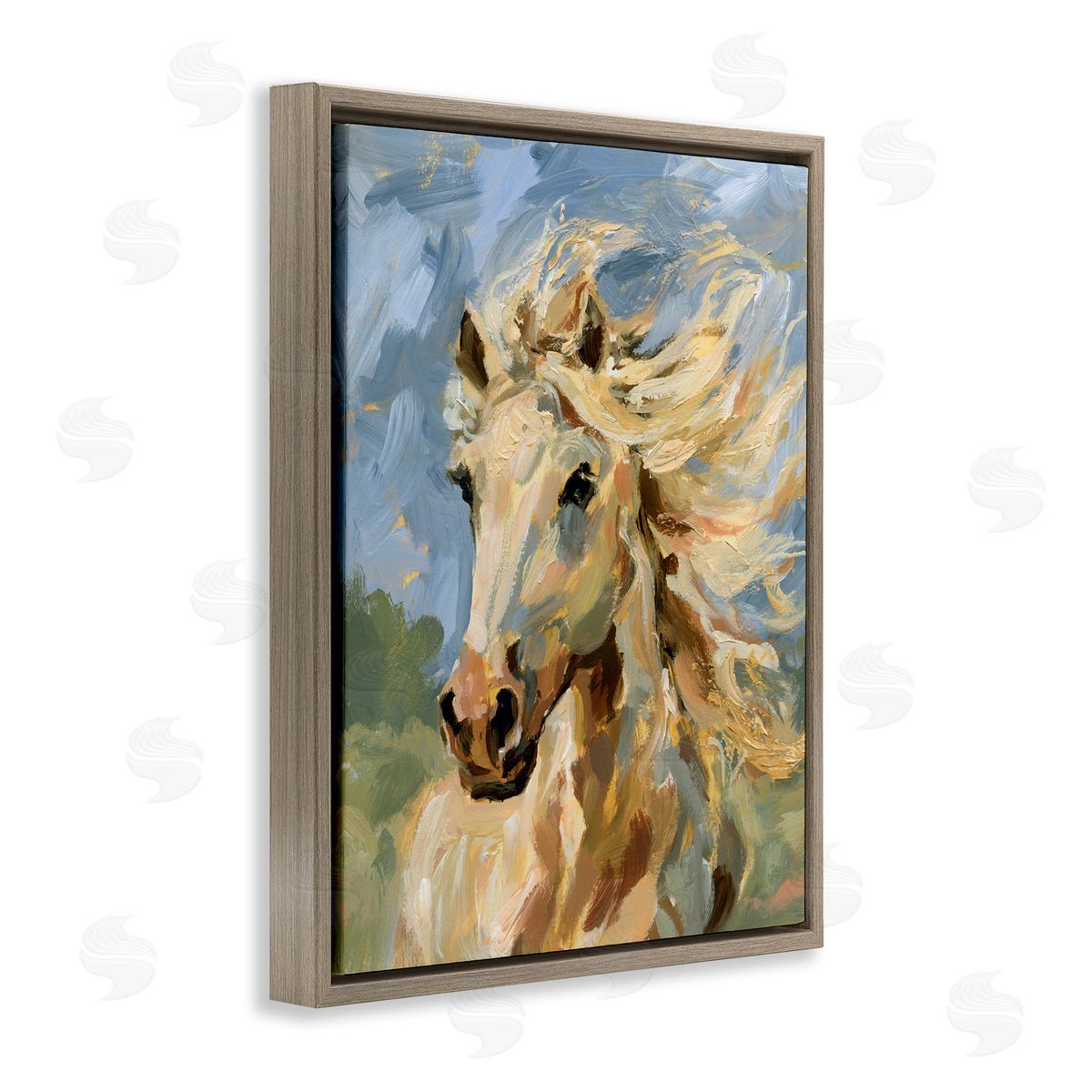 Windswept Horse Mane Brown Floating Frame Canvas Wall Art, Home Decor by Victoria Barnes