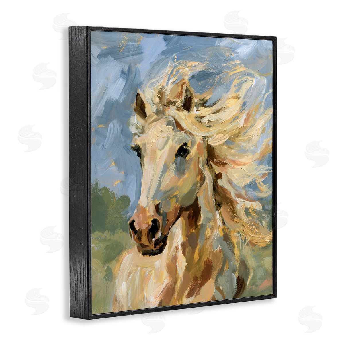 Windswept Horse Mane Black Frame Print Wall Art, Home Decor by Victoria Barnes