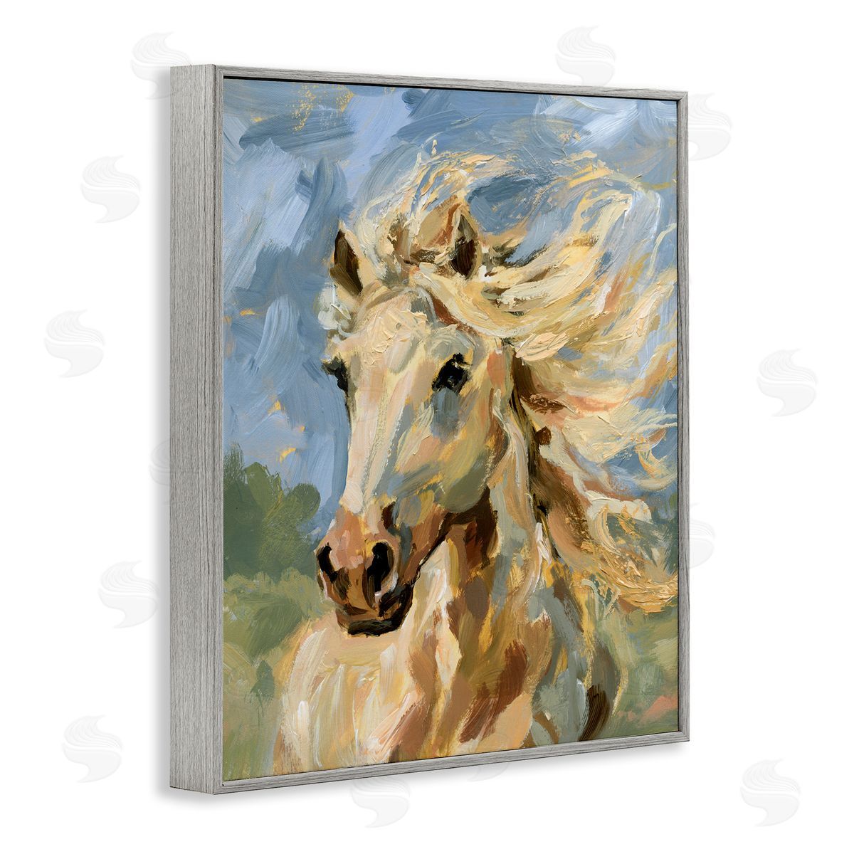 Windswept Horse Mane Grey Frame Print Wall Art, Home Decor by Victoria Barnes