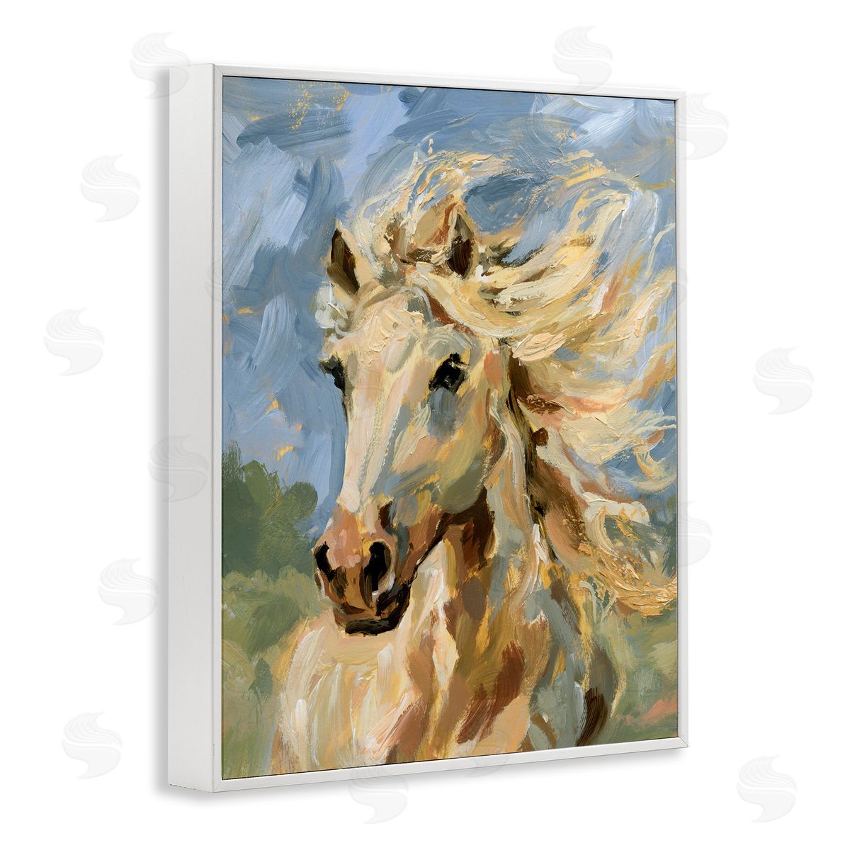 Windswept Horse Mane White Frame Print Wall Art, Home Decor by Victoria Barnes