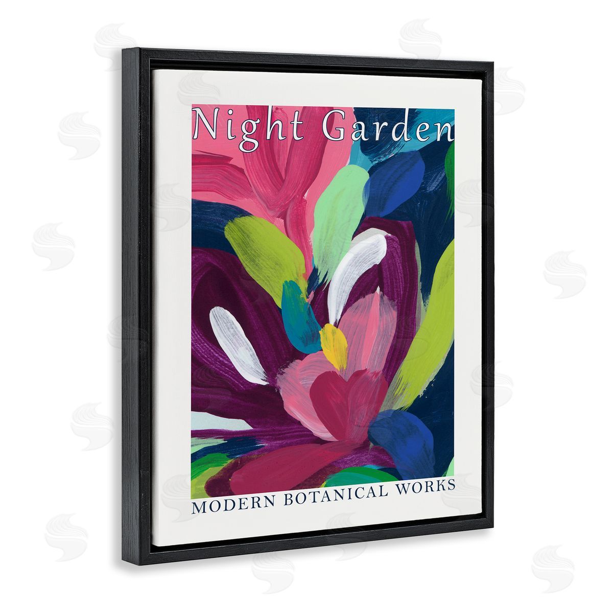 Night Garden Museum Black Floating Frame Canvas Wall Art, Home Decor by June Erica Vess