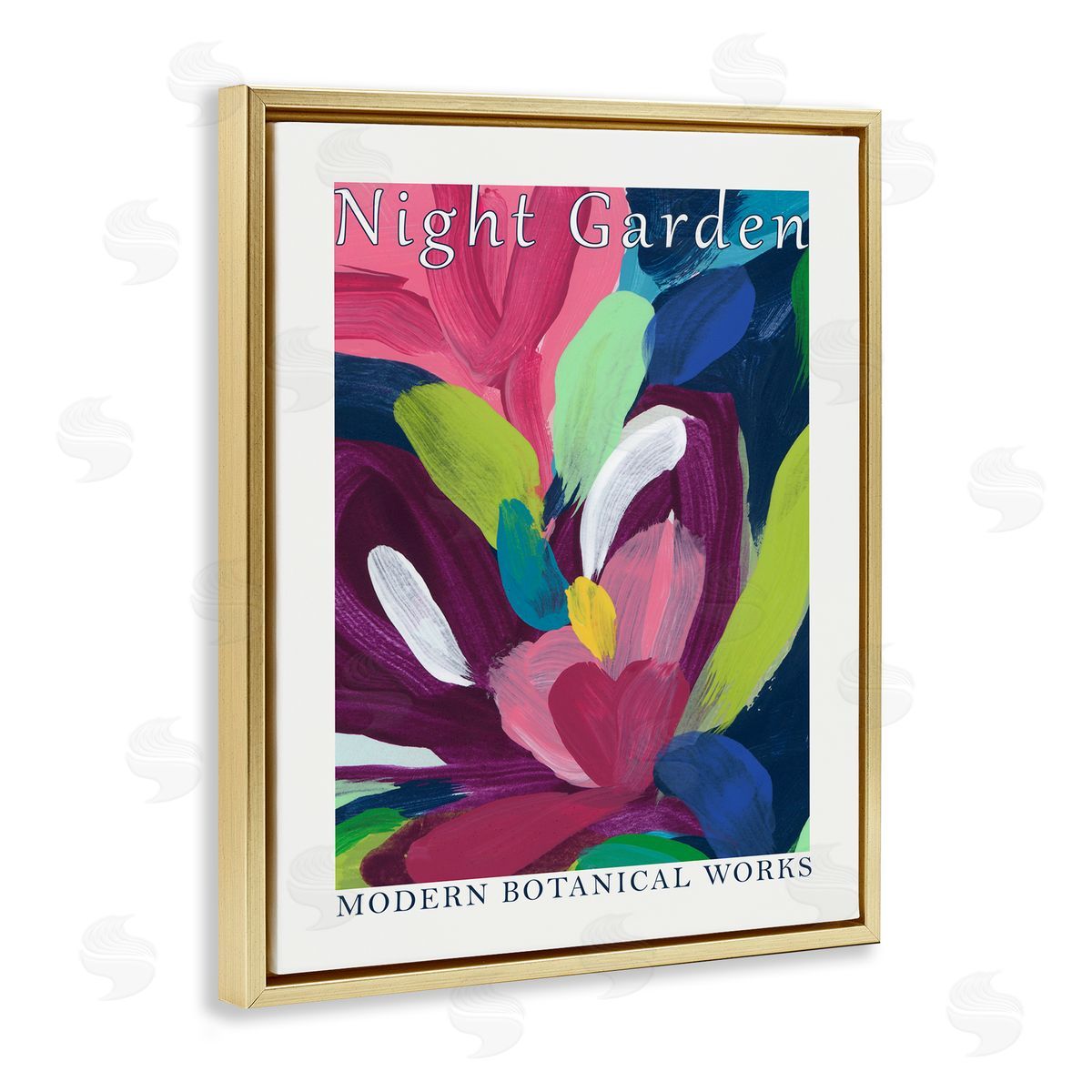 Night Garden Museum Gold Floating Frame Canvas Wall Art, Home Decor by June Erica Vess