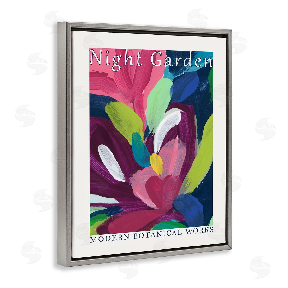 Night Garden Museum Grey Floating Frame Canvas Wall Art, Home Decor by June Erica Vess