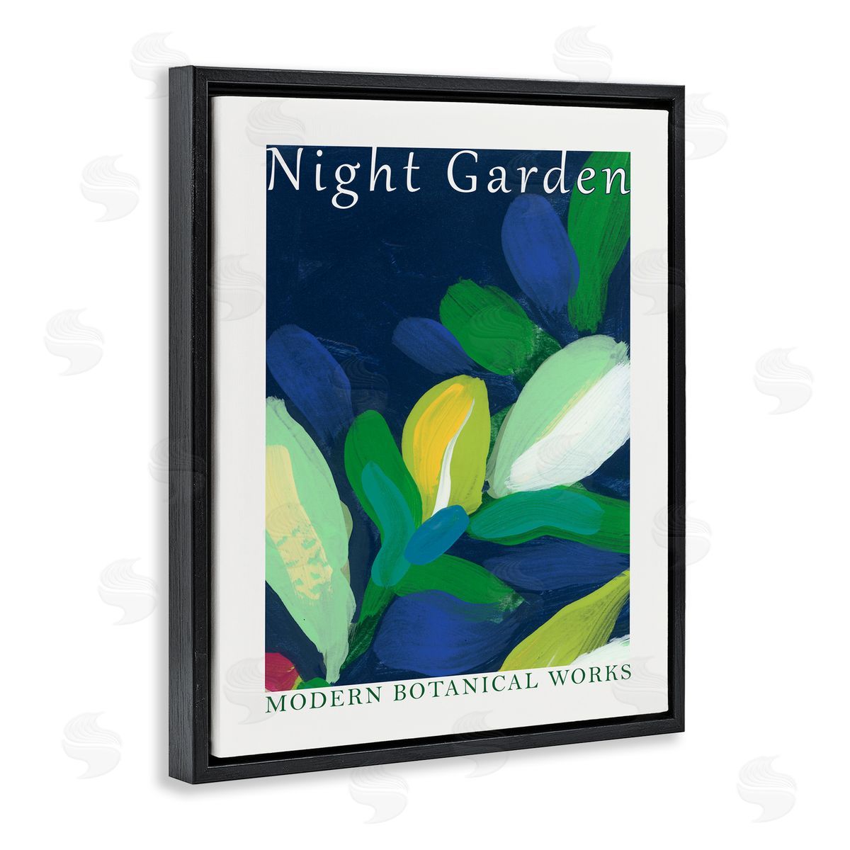 Night Garden Poster Black Floating Frame Canvas Wall Art, Home Decor by June Erica Vess