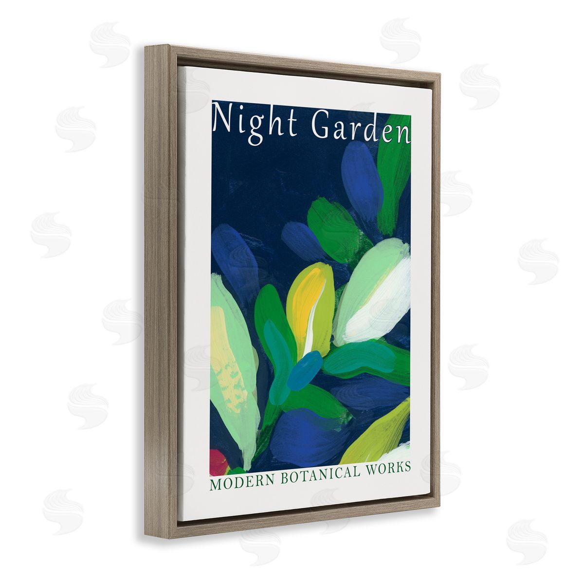 Night Garden Poster Brown Floating Frame Canvas Wall Art, Home Decor by June Erica Vess
