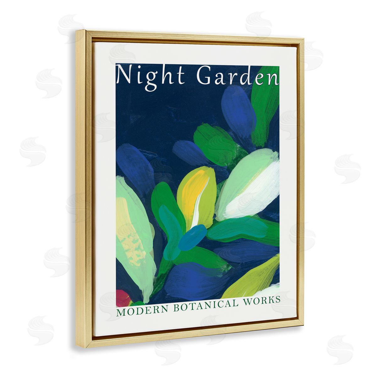 Night Garden Poster Gold Floating Frame Canvas Wall Art, Home Decor by June Erica Vess