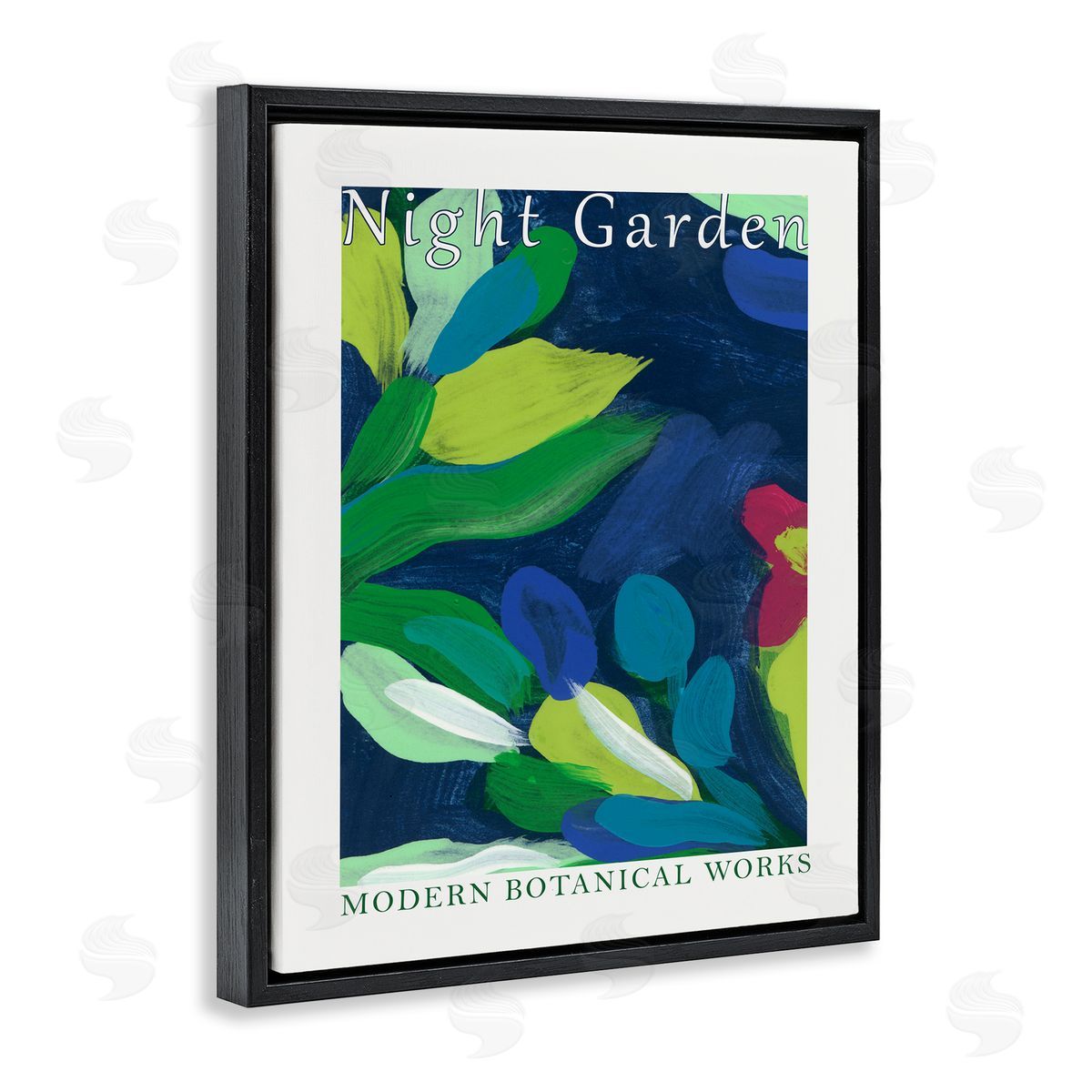 Modern Botanicals Museum Black Floating Frame Canvas Wall Art, Home Decor by June Erica Vess