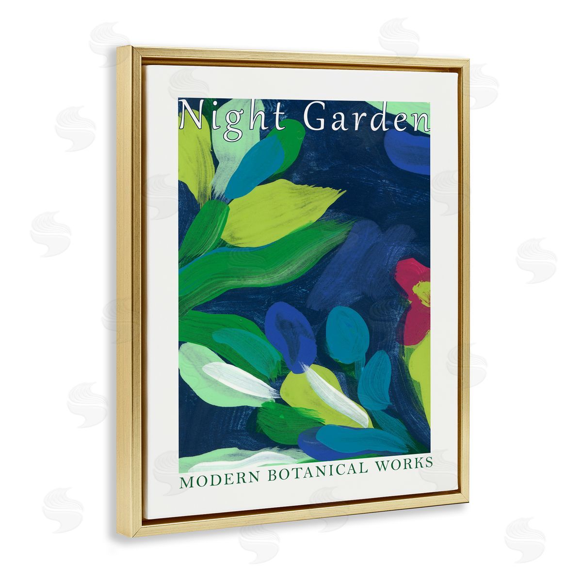 Modern Botanicals Museum Gold Floating Frame Canvas Wall Art, Home Decor by June Erica Vess