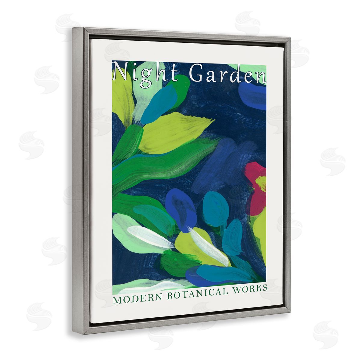 Modern Botanicals Museum Grey Floating Frame Canvas Wall Art, Home Decor by June Erica Vess
