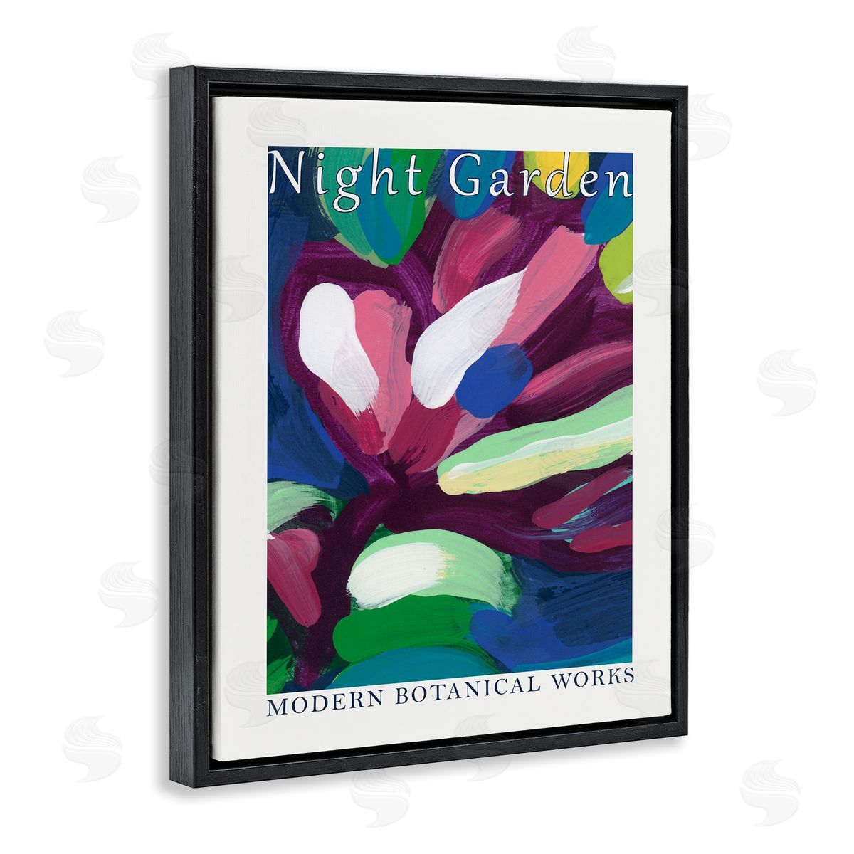 Night Garden Abstract Black Floating Frame Canvas Wall Art, Home Decor by June Erica Vess