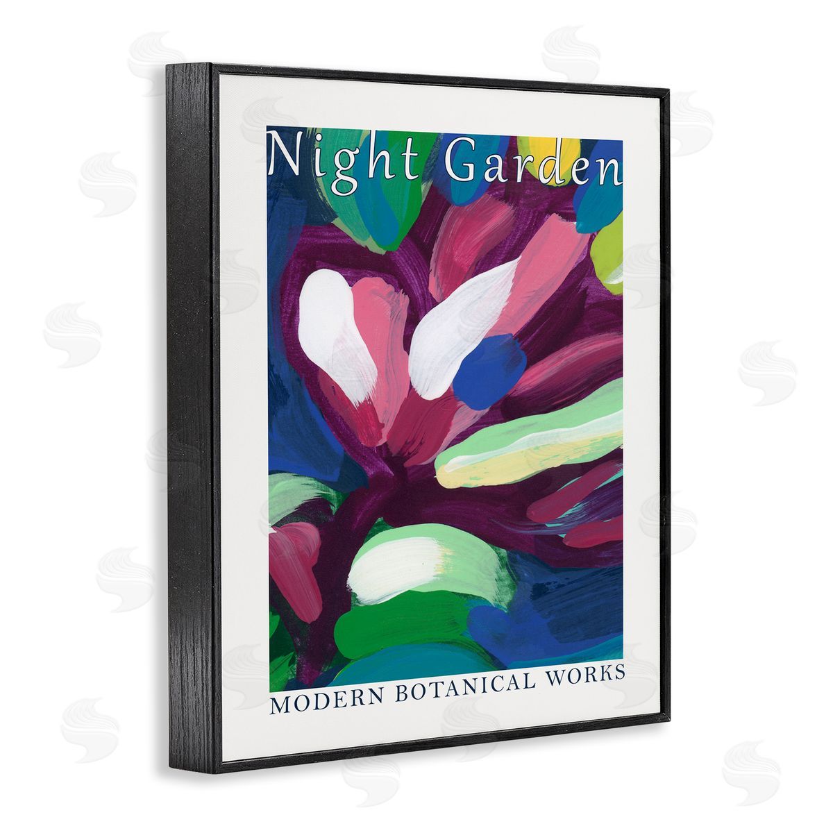 Night Garden Abstract Black Frame Print Wall Art, Home Decor by June Erica Vess