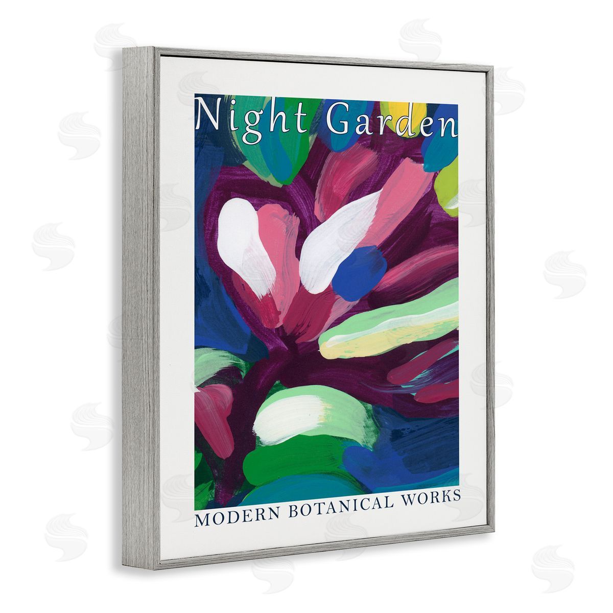 Night Garden Abstract Grey Frame Print Wall Art, Home Decor by June Erica Vess