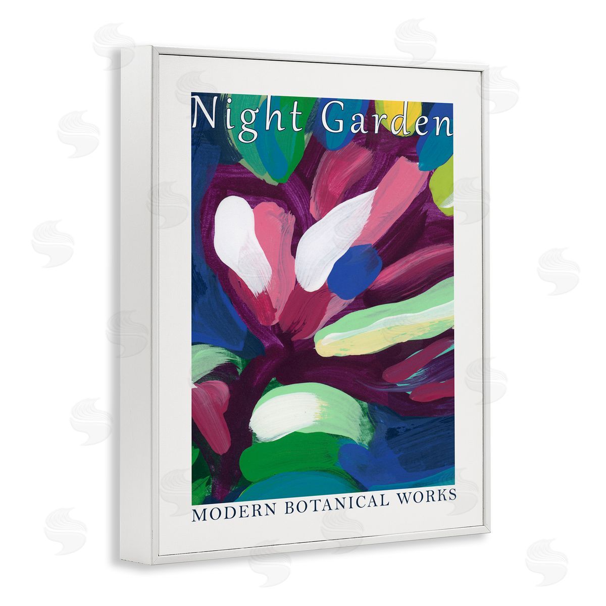 Night Garden Abstract White Frame Print Wall Art, Home Decor by June Erica Vess