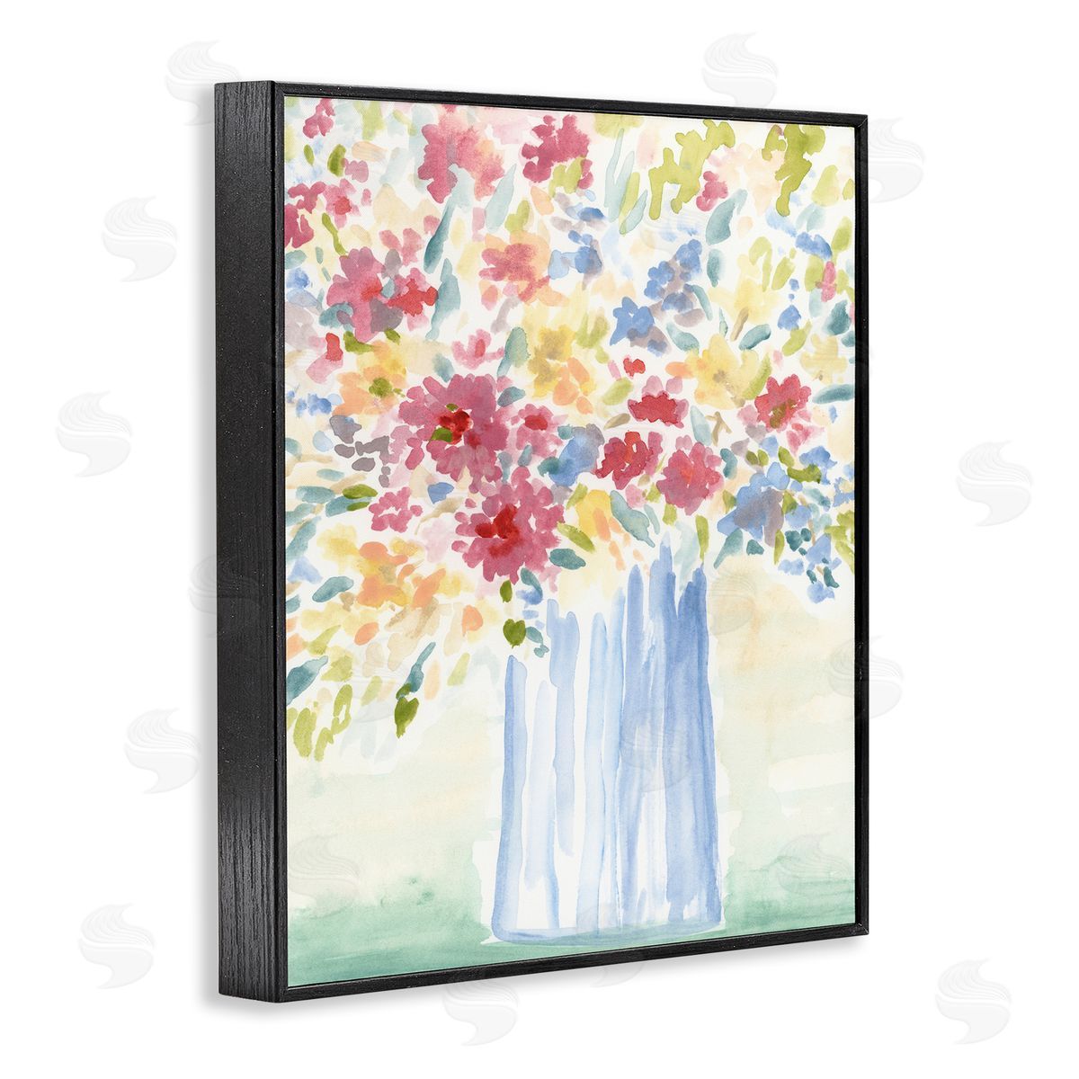 Soft Blossoms Bouquet Black Frame Print Wall Art, Home Decor by June Erica Vess