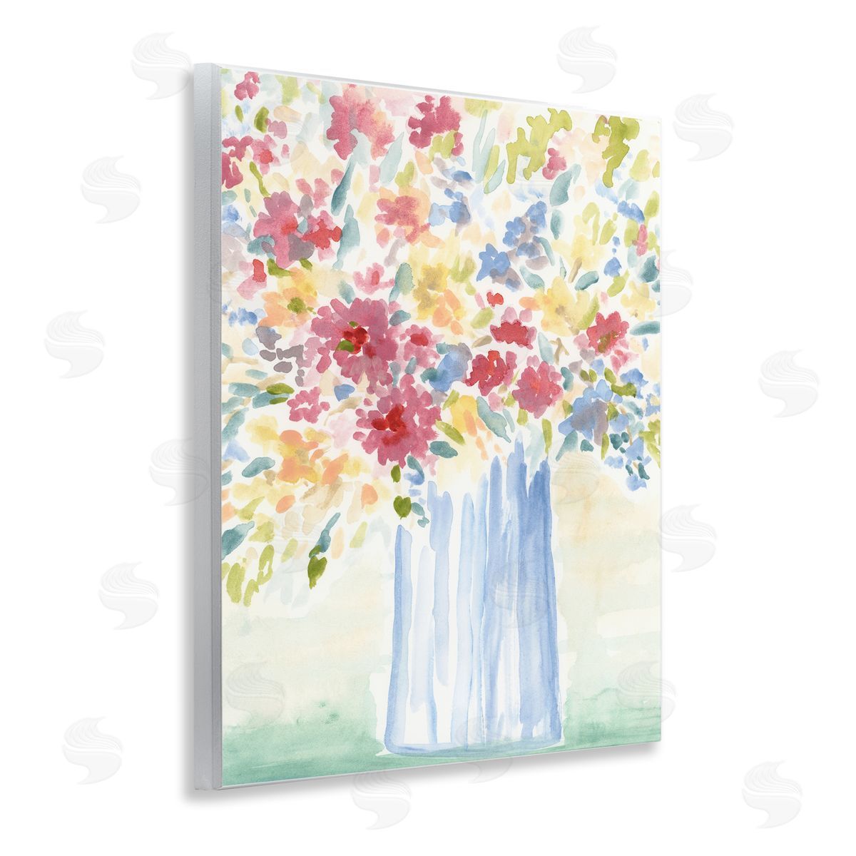 Soft Blossoms Bouquet Wood Plaque Wall Art, Home Decor by June Erica Vess