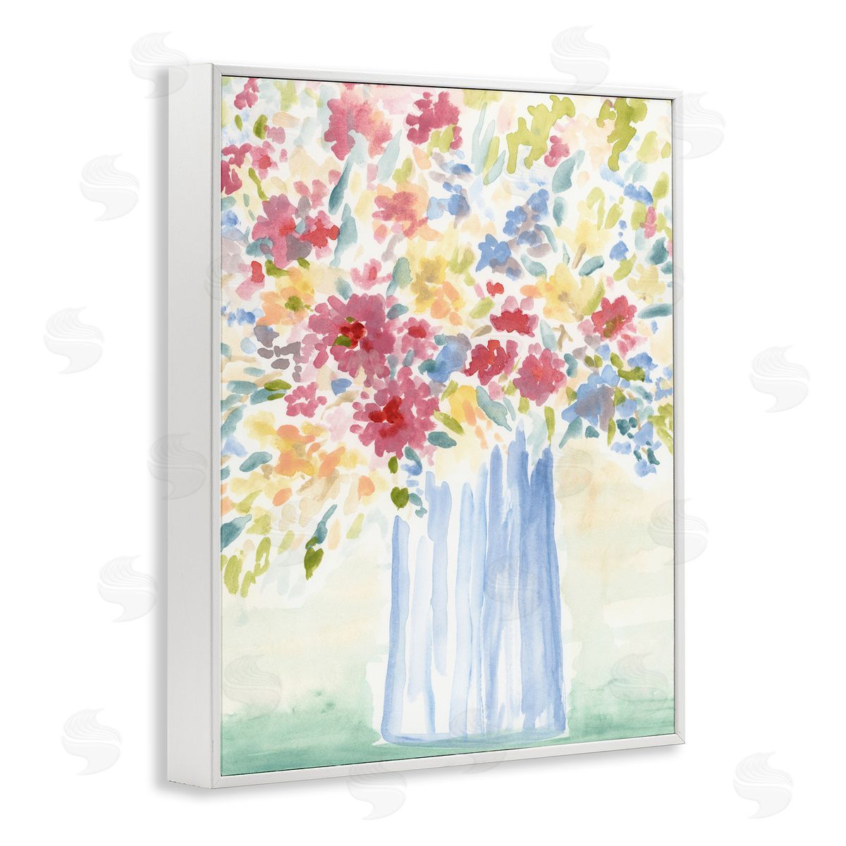 Soft Blossoms Bouquet White Frame Print Wall Art, Home Decor by June Erica Vess