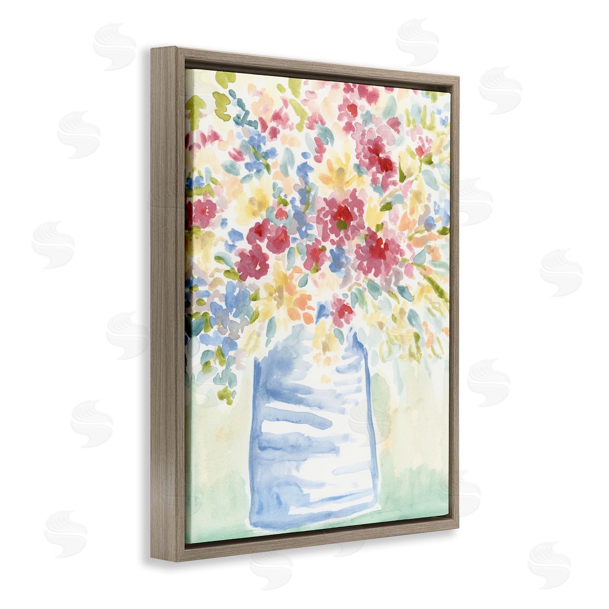 Soft Country Blossoms Brown Floating Frame Canvas Wall Art, Home Decor by June Erica Vess