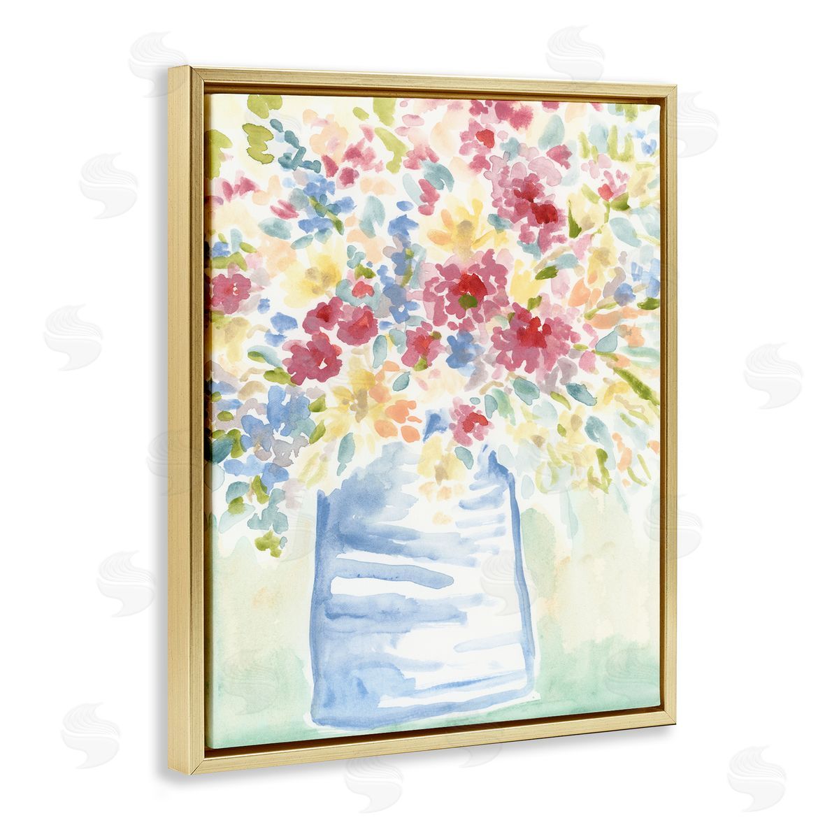 Soft Country Blossoms Gold Floating Frame Canvas Wall Art, Home Decor by June Erica Vess