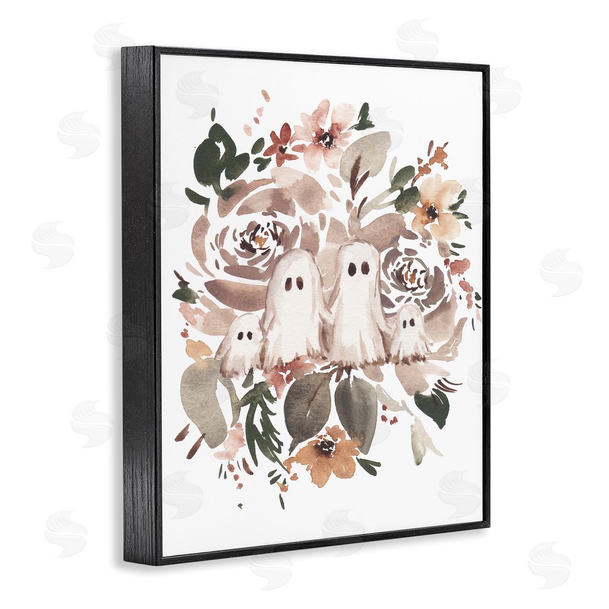 Little Ghosts with Botanicals Black Frame Print Wall Art, Home Decor by Amanda Cook