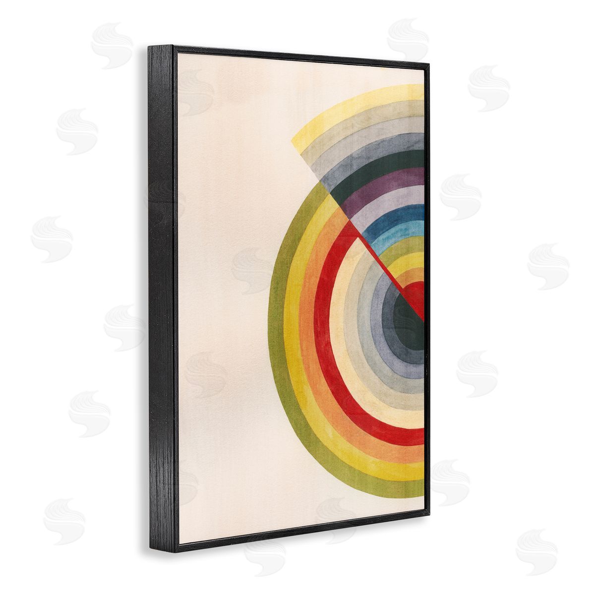Round Alternating Stripes Black Frame Print Wall Art, Home Decor by Grace Popp