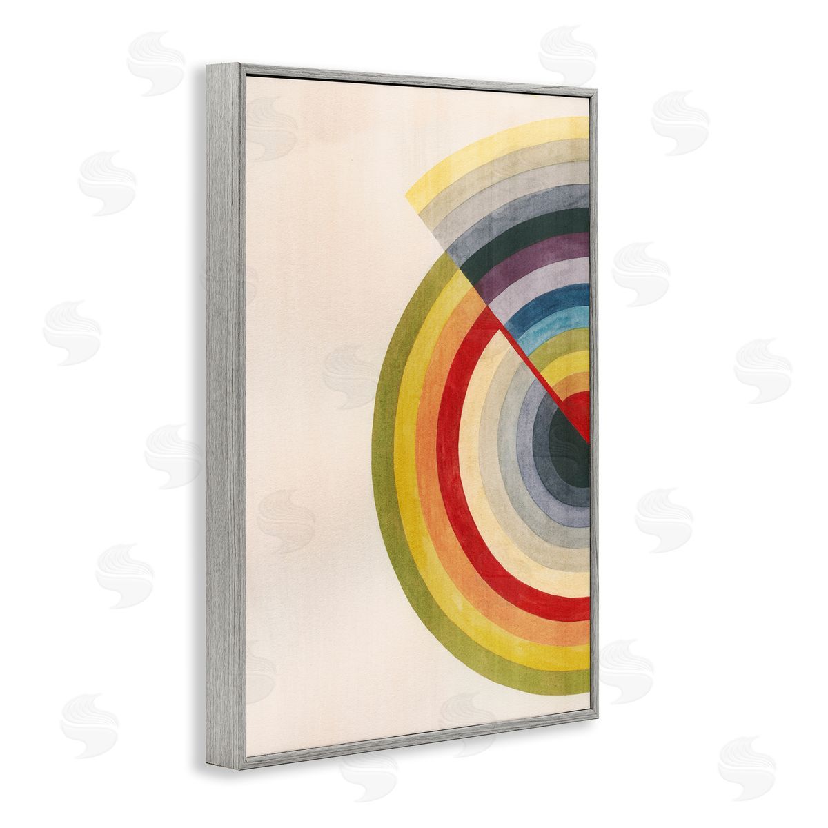 Round Alternating Stripes Grey Frame Print Wall Art, Home Decor by Grace Popp