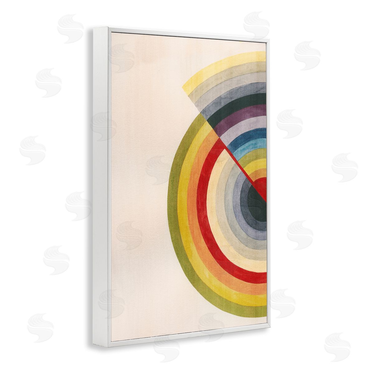 Round Alternating Stripes White Frame Print Wall Art, Home Decor by Grace Popp