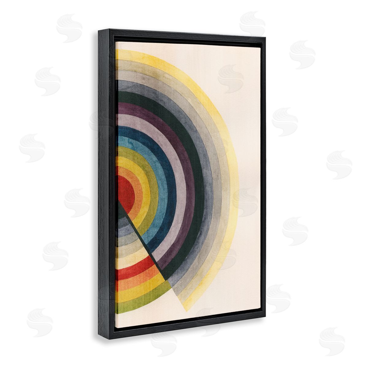 Round Centric Pattern Black Floating Frame Canvas Wall Art, Home Decor by Grace Popp