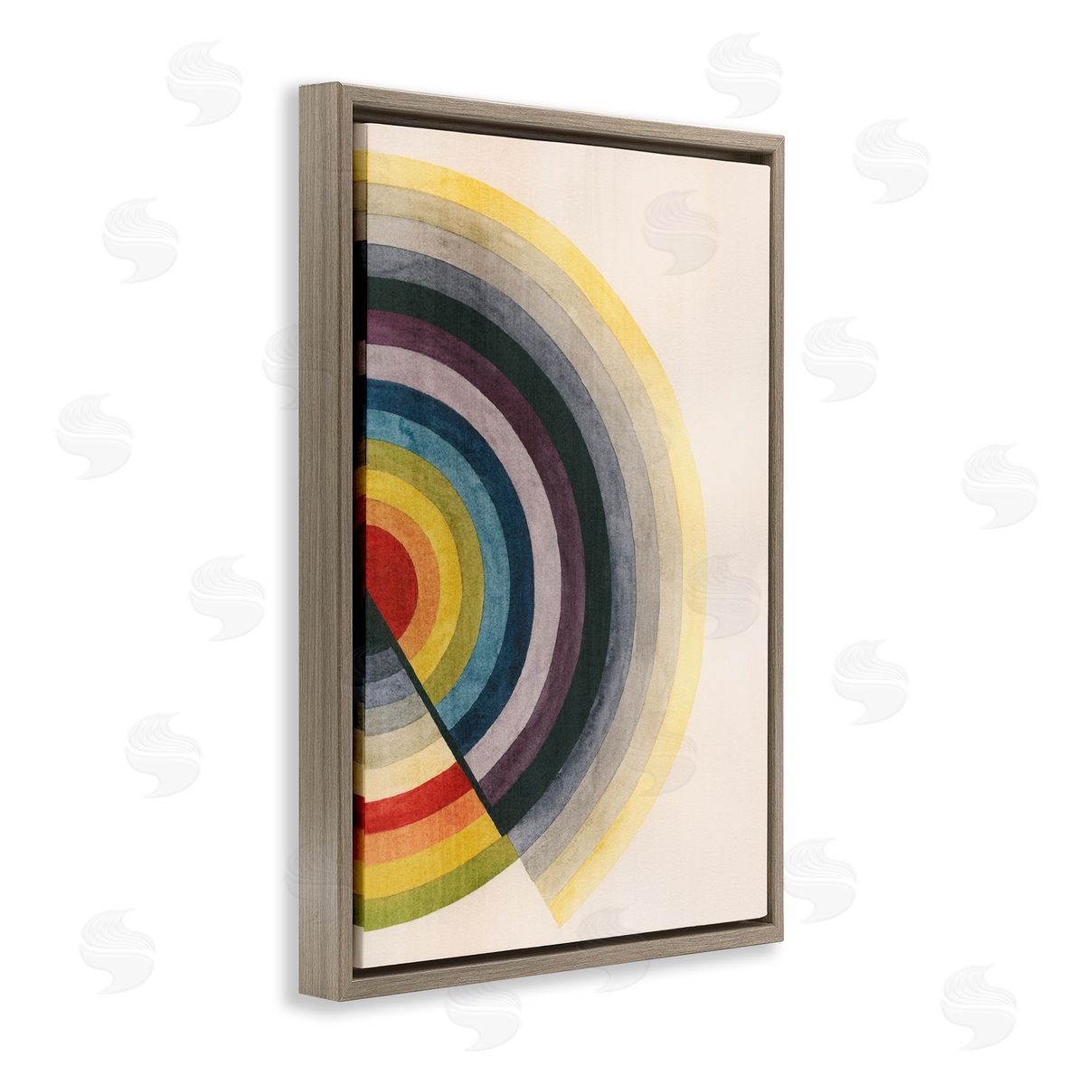 Round Centric Pattern Brown Floating Frame Canvas Wall Art, Home Decor by Grace Popp