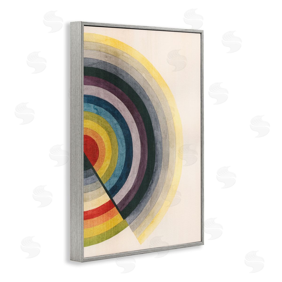 Round Centric Pattern Grey Frame Print Wall Art, Home Decor by Grace Popp
