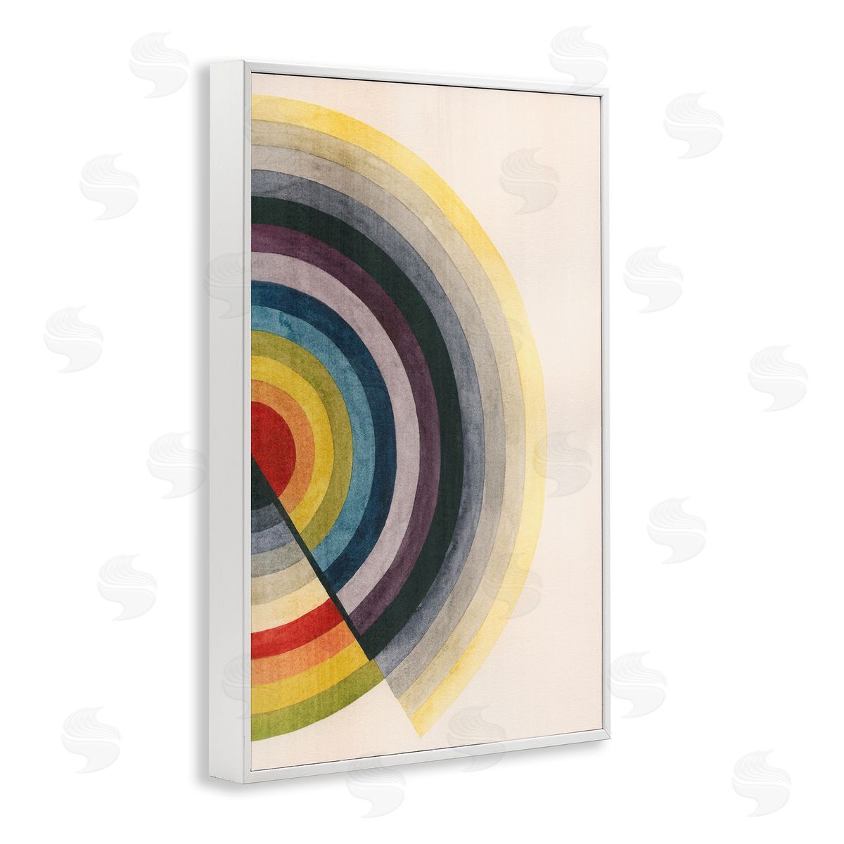 Round Centric Pattern White Frame Print Wall Art, Home Decor by Grace Popp