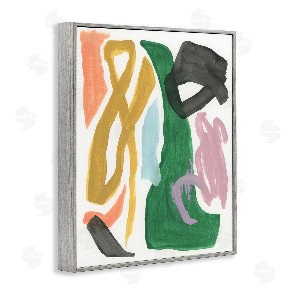 Contemporary Modern Shapes Grey Frame Print Wall Art, Home Decor by June Erica Vess