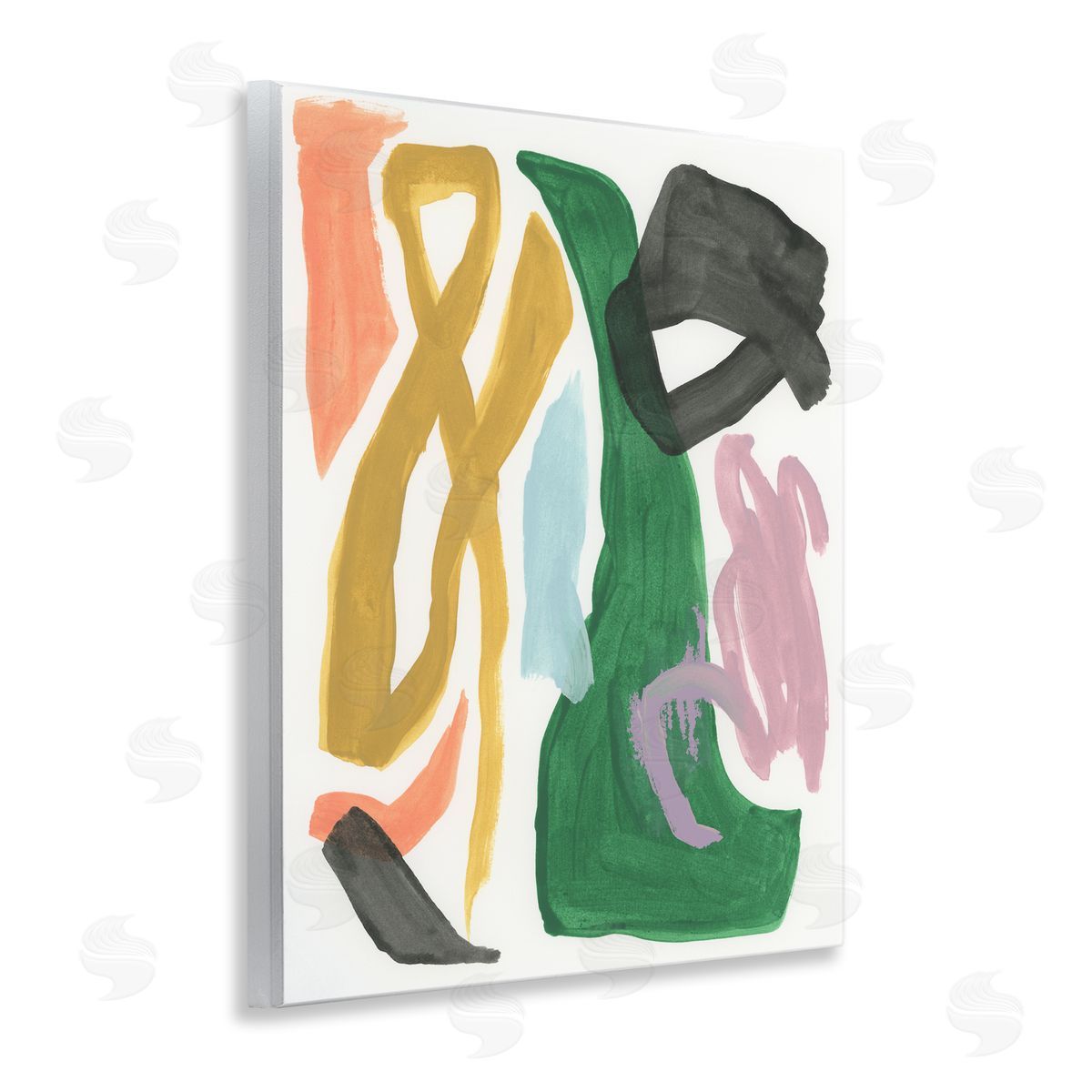 Contemporary Modern Shapes Wood Plaque Wall Art, Home Decor by June Erica Vess