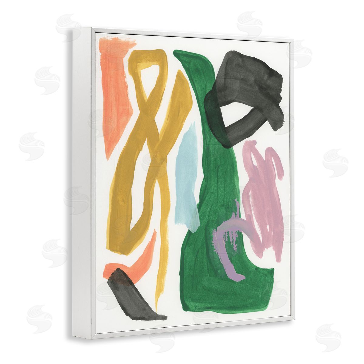 Contemporary Modern Shapes White Frame Print Wall Art, Home Decor by June Erica Vess