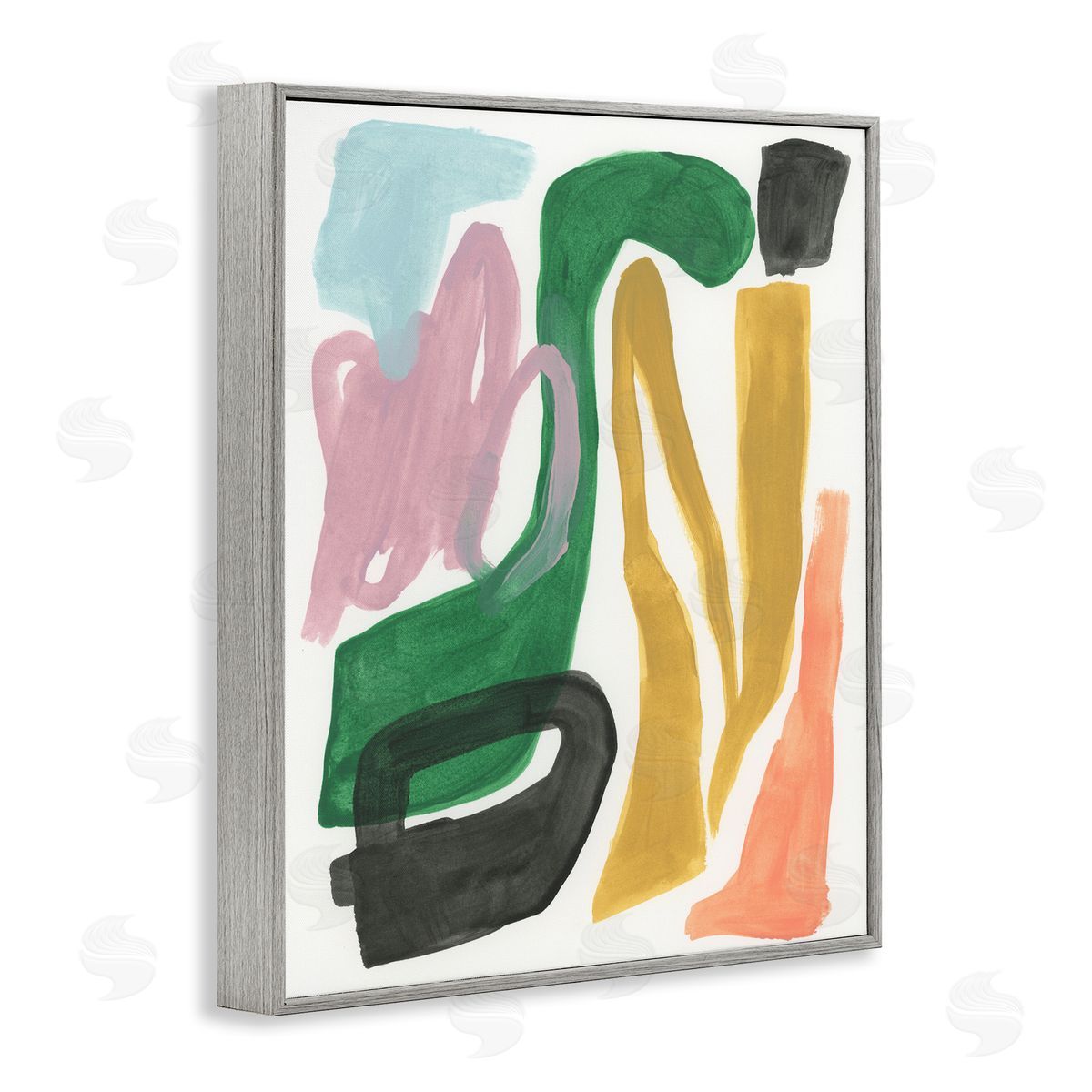 Bright Contemporary Shapes Grey Frame Print Wall Art, Home Decor by June Erica Vess