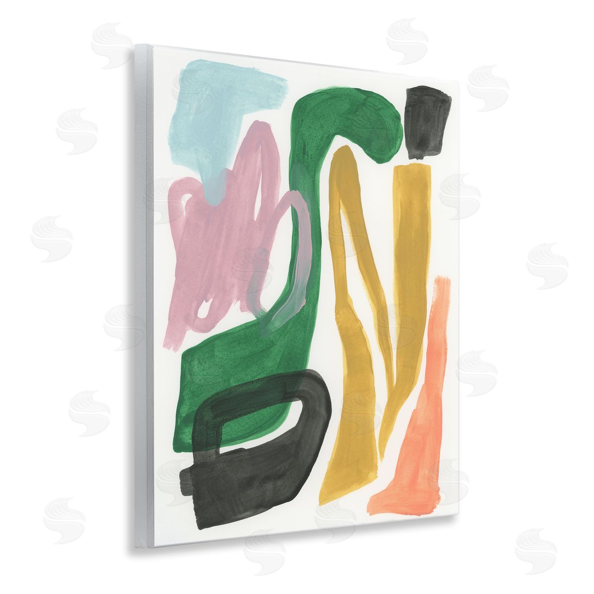 Bright Contemporary Shapes Wood Plaque Wall Art, Home Decor by June Erica Vess