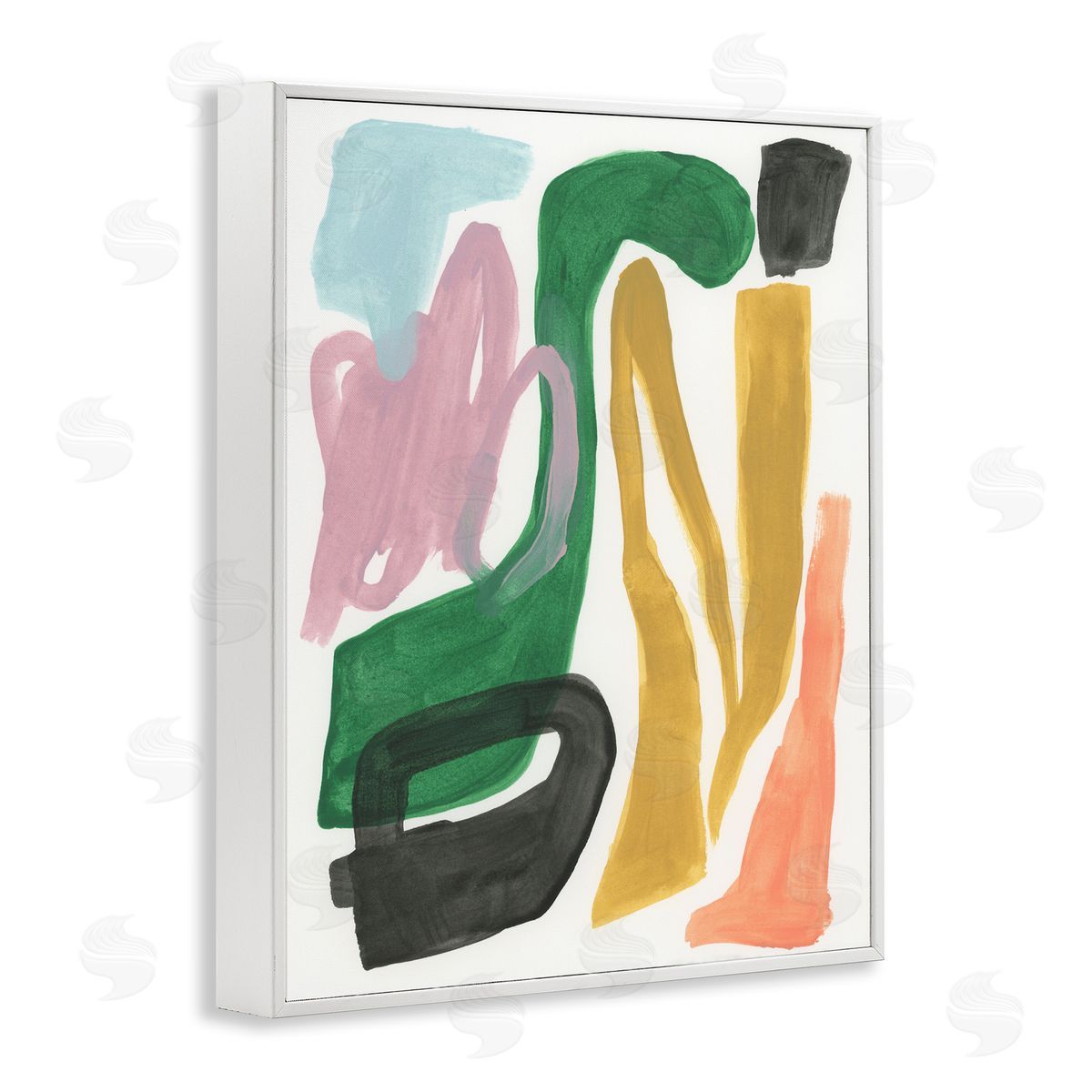 Bright Contemporary Shapes White Frame Print Wall Art, Home Decor by June Erica Vess