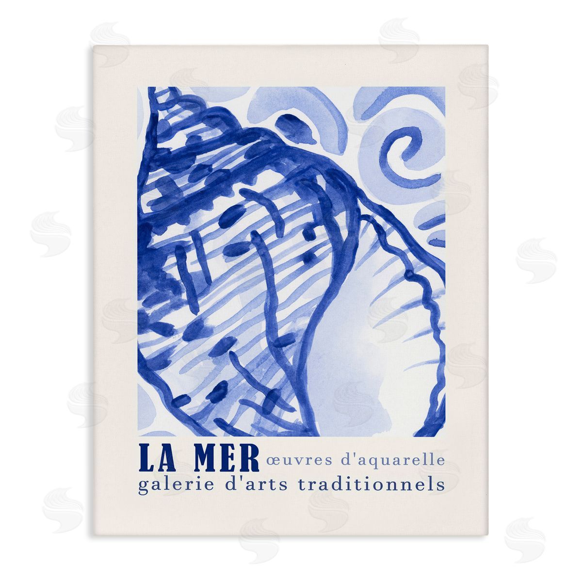 Blue Seashell Gallery Show Canvas Wall Art, Home Decor by June Erica Vess