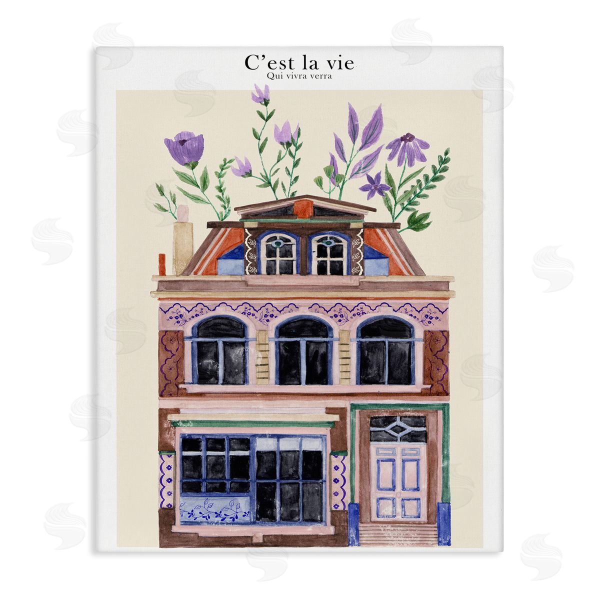 Town Architecture with Blooms Canvas Wall Art, Home Decor by Melissa Wang