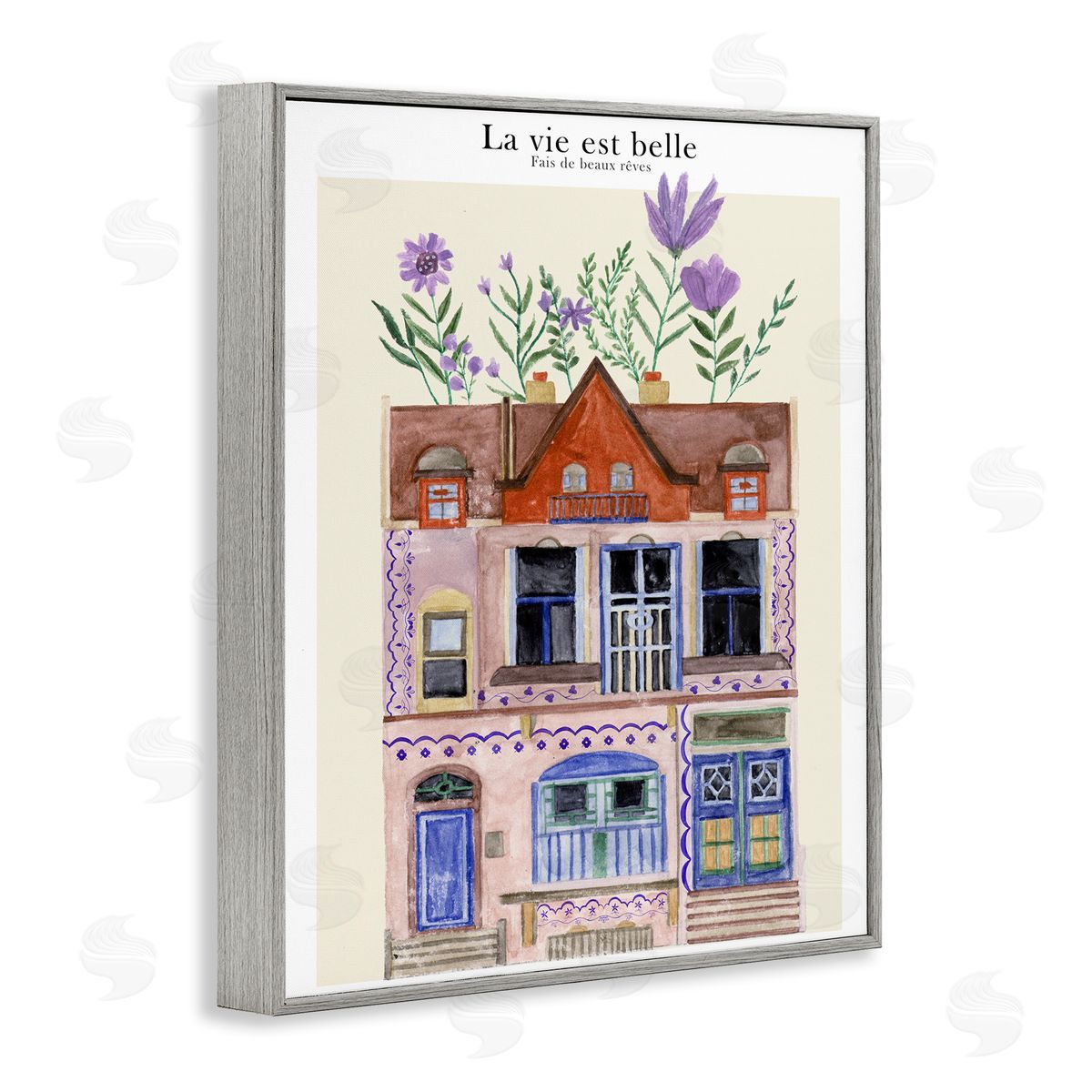 Blooming City Building Grey Frame Print Wall Art, Home Decor by Melissa Wang