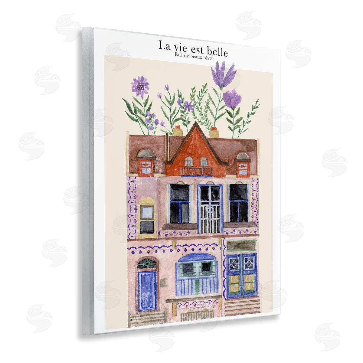 Blooming City Building Wood Plaque Wall Art, Home Decor by Melissa Wang