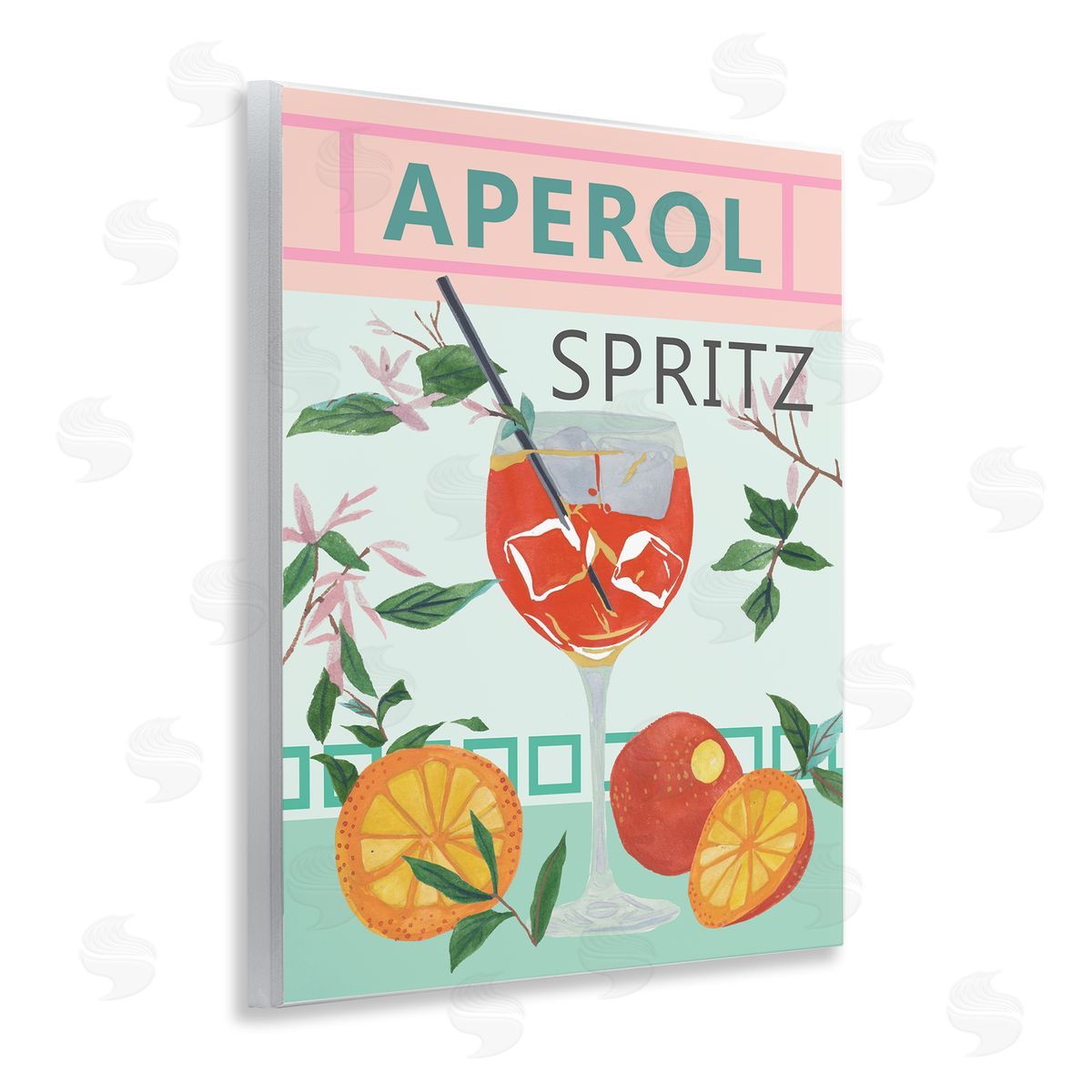 Aperol Tropical Cocktail Wood Plaque Wall Art, Home Decor by Melissa Wang