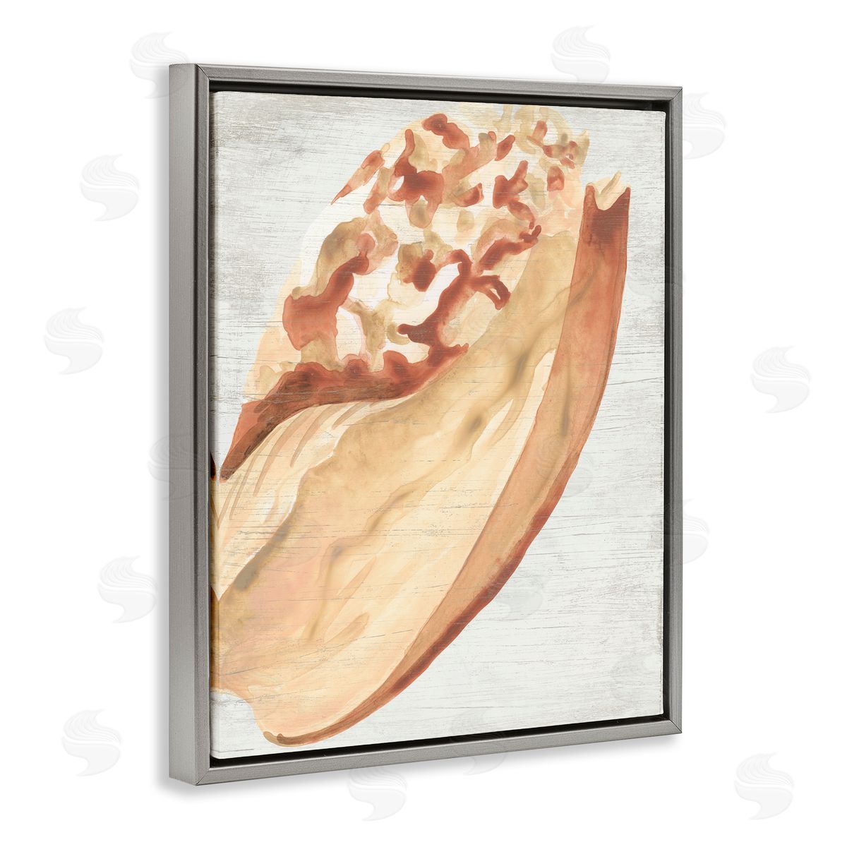 Rustic Beige Shell Grey Floating Frame Canvas Wall Art, Home Decor by June Erica Vess